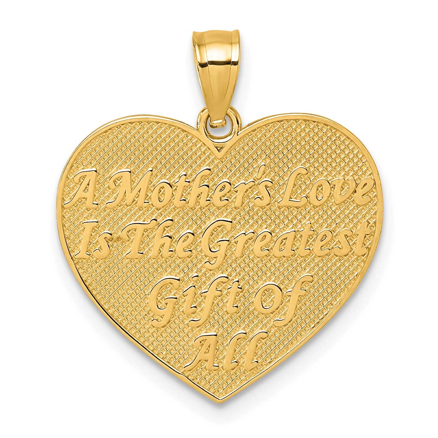 Textured Flower Rose Mother&#39;s Love Heart Pendant 14k Gold Polished, MPN: K10010, UPC: