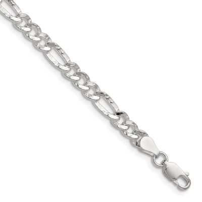 4.75mm Hammered Figaro Chain 18 Inch Sterling Silver, MPN: QHF120-18, UPC: