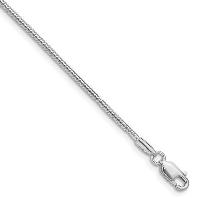 1.5mm Snake Chain 8 Inch Sterling Silver Rhodium-Plated, MPN: QSN045R-8, UPC: