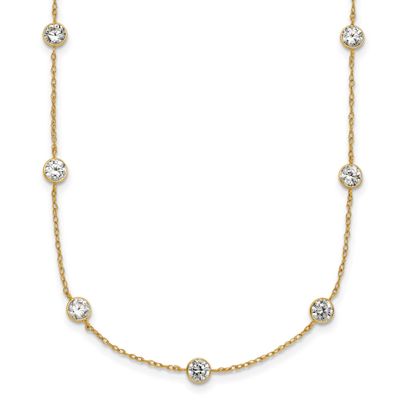 Bezel CZ 9 Station Necklace 10k Gold Polished, MPN: 10C4981-17.5, UPC: