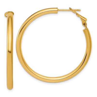 3x40mm Polished Round Omega Back Hoop Earrings 14k Gold, MPN: PRE1017, UPC: