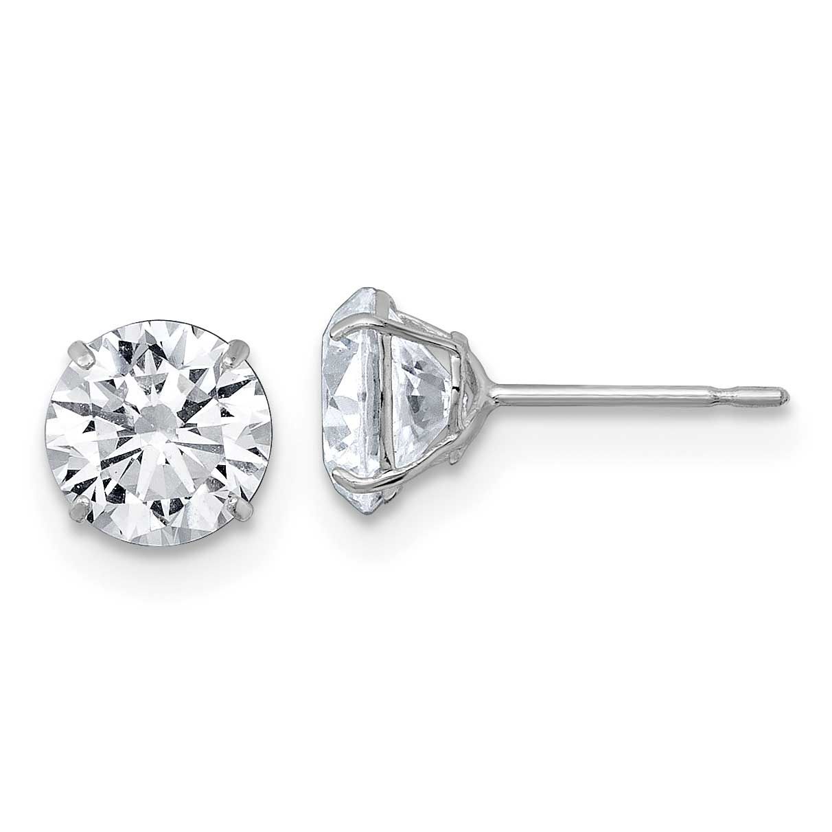 Polished 6mm CZ Round Post Earrings 10k White Gold, MPN: 10ER358W, UPC: