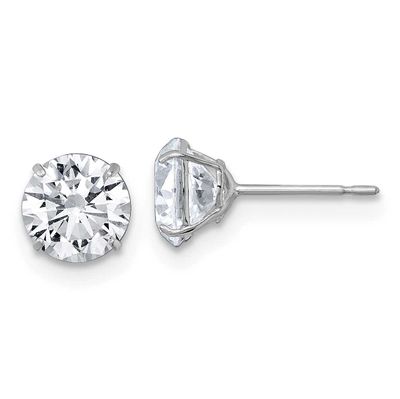 Polished 6mm CZ Round Post Earrings 10k White Gold, MPN: 10ER358W, UPC: