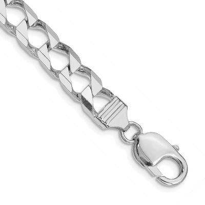 7.2mm Diamond-cut Square Curb Chain 8 Inch Sterling Silver Rhodium-Plated, MPN: QFOC250R-8, UPC: