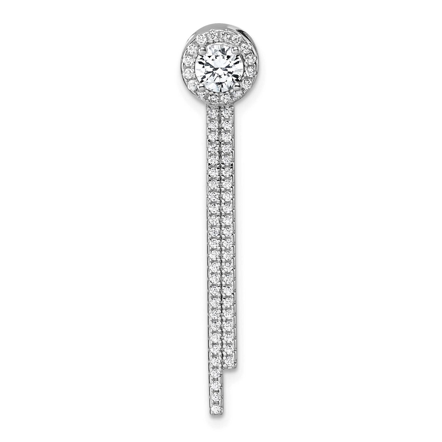 CZ Dangle Bar Chain Slide Pendant 41 Inch Sterling Silver Rhodium-Plated, MPN: QP5936, UPC: