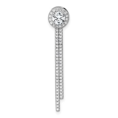 CZ Dangle Bar Chain Slide Pendant 41 Inch Sterling Silver Rhodium-Plated, MPN: QP5936, UPC: