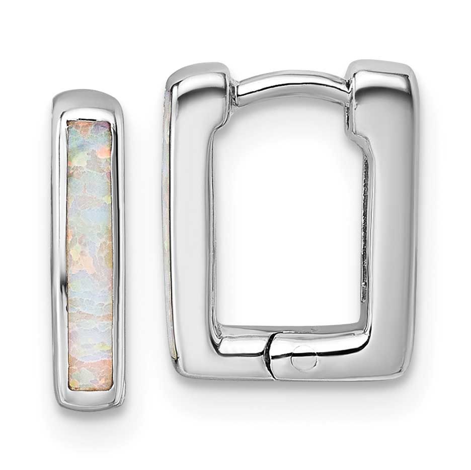 Created Opal Square Hoop Earrings Sterling Silver Rhodium-Plated, MPN: QE18338, UPC: