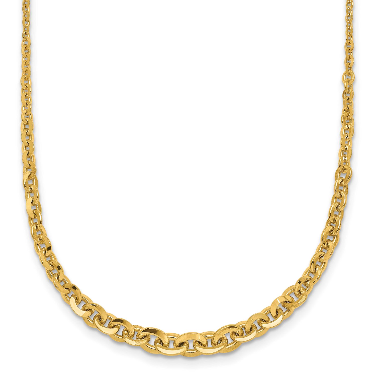 Fancy Graduated 18 Inch Link Necklace 14k Gold Polished, MPN: SF3281-18, UPC: