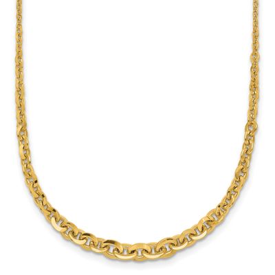 Fancy Graduated 18 Inch Link Necklace 14k Gold Polished, MPN: SF3281-18, UPC: