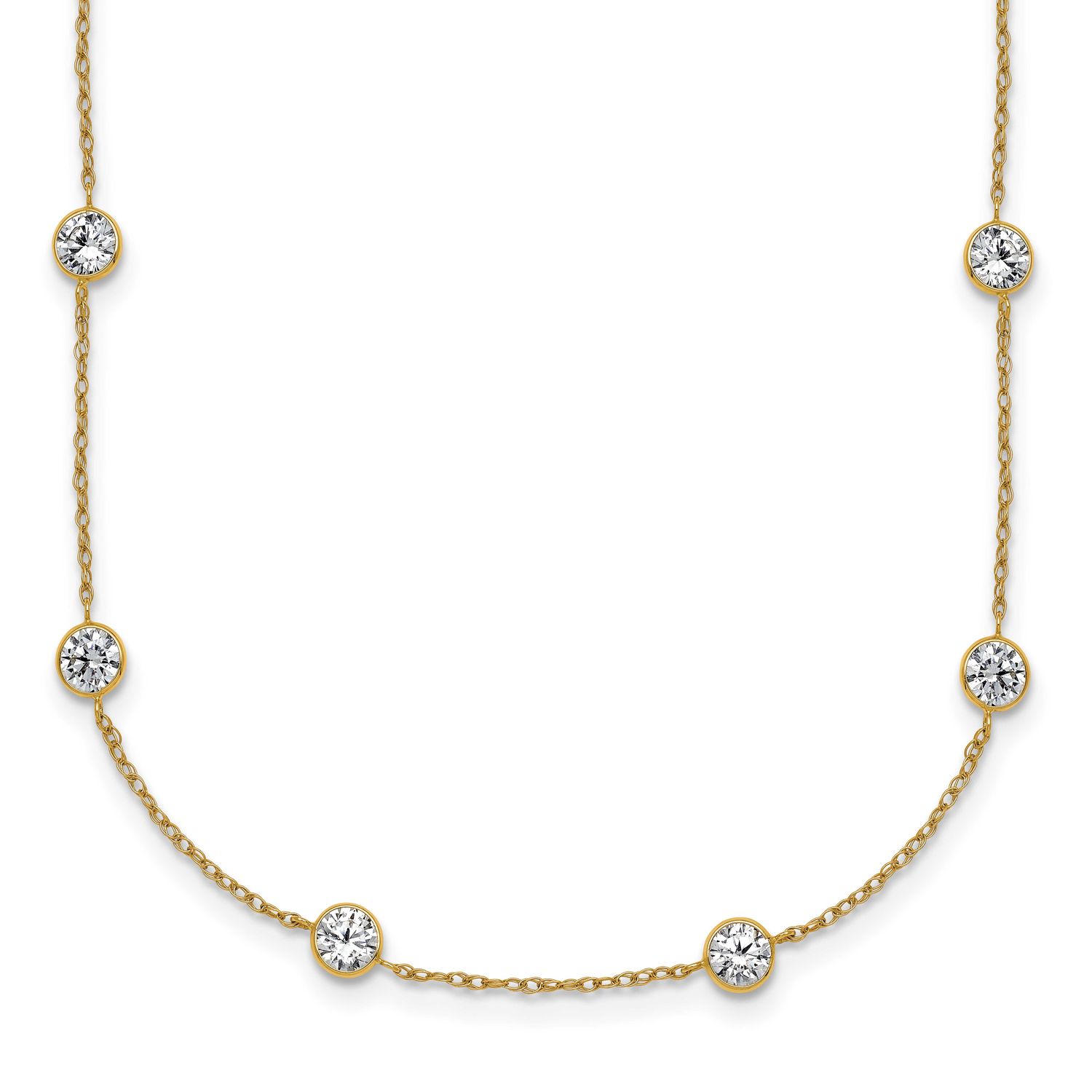 CZ 14 Station Necklace 10k Gold Polished, MPN: 10C4982-21.5, UPC: