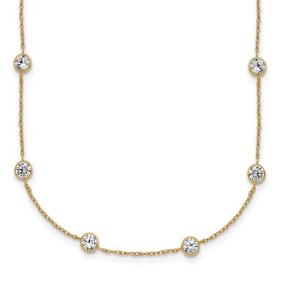 CZ 14 Station Necklace 10k Gold Polished, MPN: 10C4982-21.5, UPC: