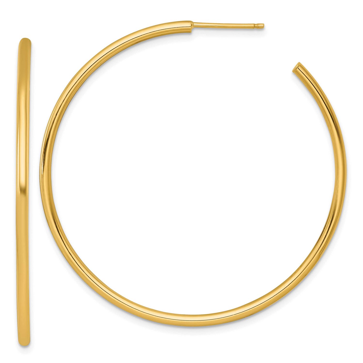 2.0 x 50mm Polished Post Hoop Earrings 14k Gold, MPN: TF2509, UPC: