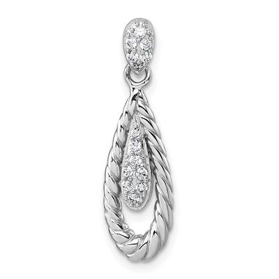 Polished CZ Twisted Teardrop Pendant Sterling Silver Rhodium-Plated, MPN: QG7157P, UPC: