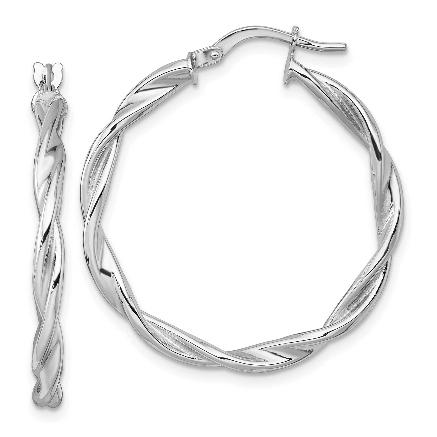 Polished Twist Hoop Earrings 14k White Gold, MPN: TF2431W, UPC: