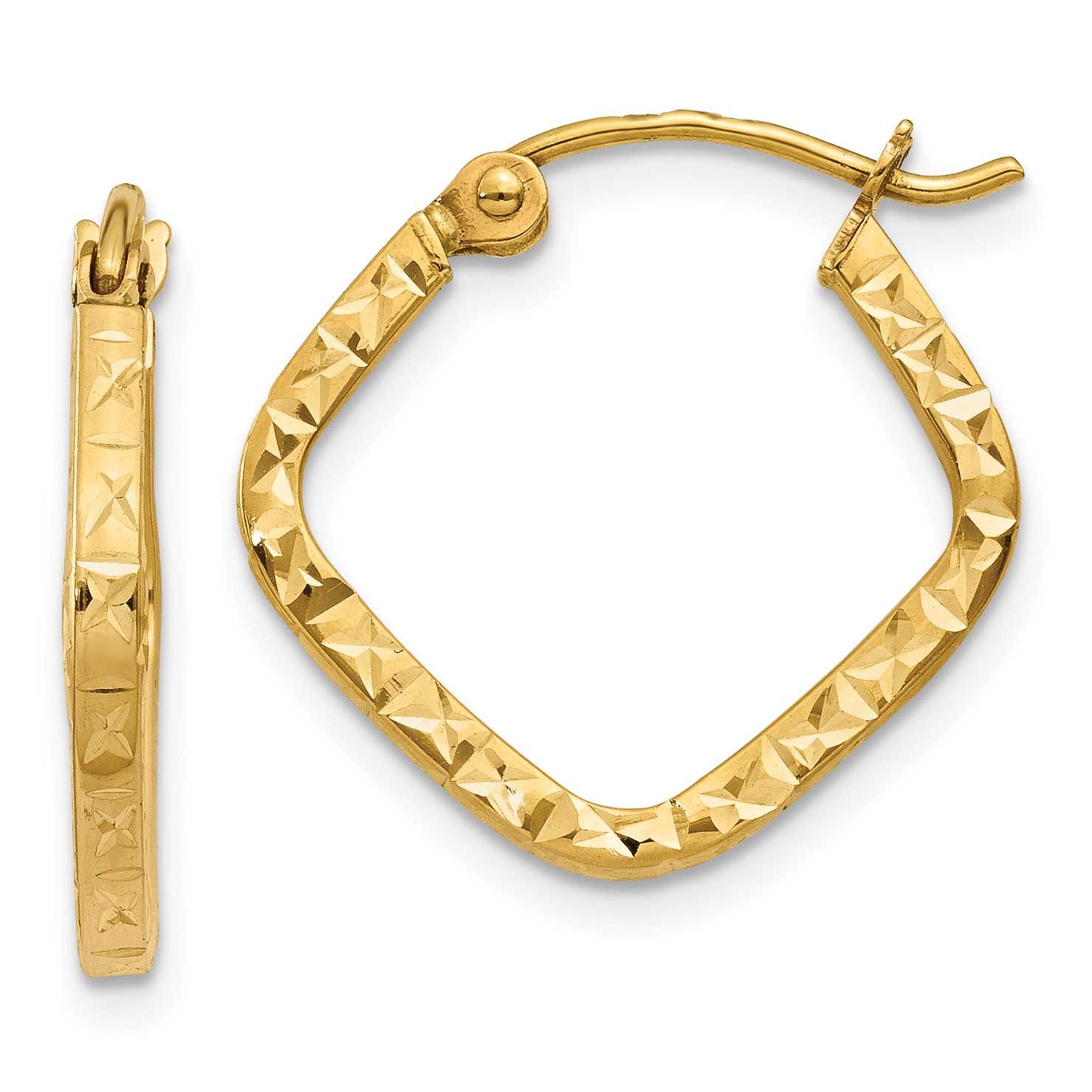 Diamond Cut Squared Hoop Earrings 10k Gold, MPN: 10TL650, UPC: