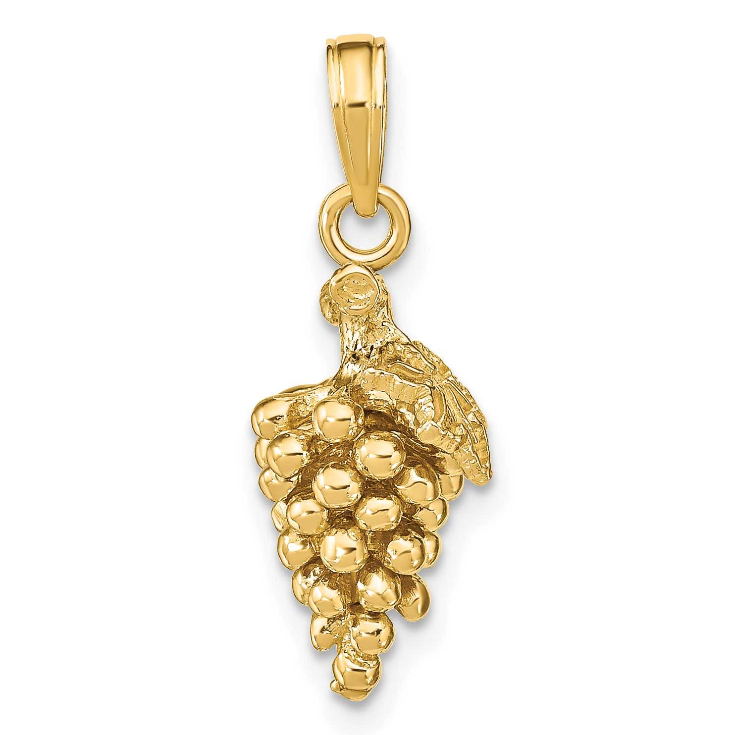 3-D Grapes with Stem and Leaf Charm 14k Gold, MPN: K7360, UPC: 637218143115