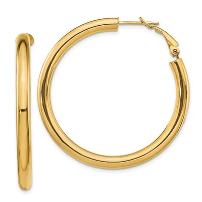 4x35mm Polished Round Omega Back Hoop Earrings 10k Gold, MPN: 10PRE930, UPC: