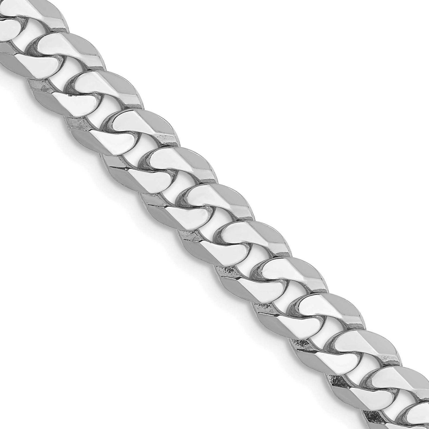 6.25mm Flat Beveled Curb Chain 24 Inch 10k White Gold, MPN: 10WFBU160-24, UPC: