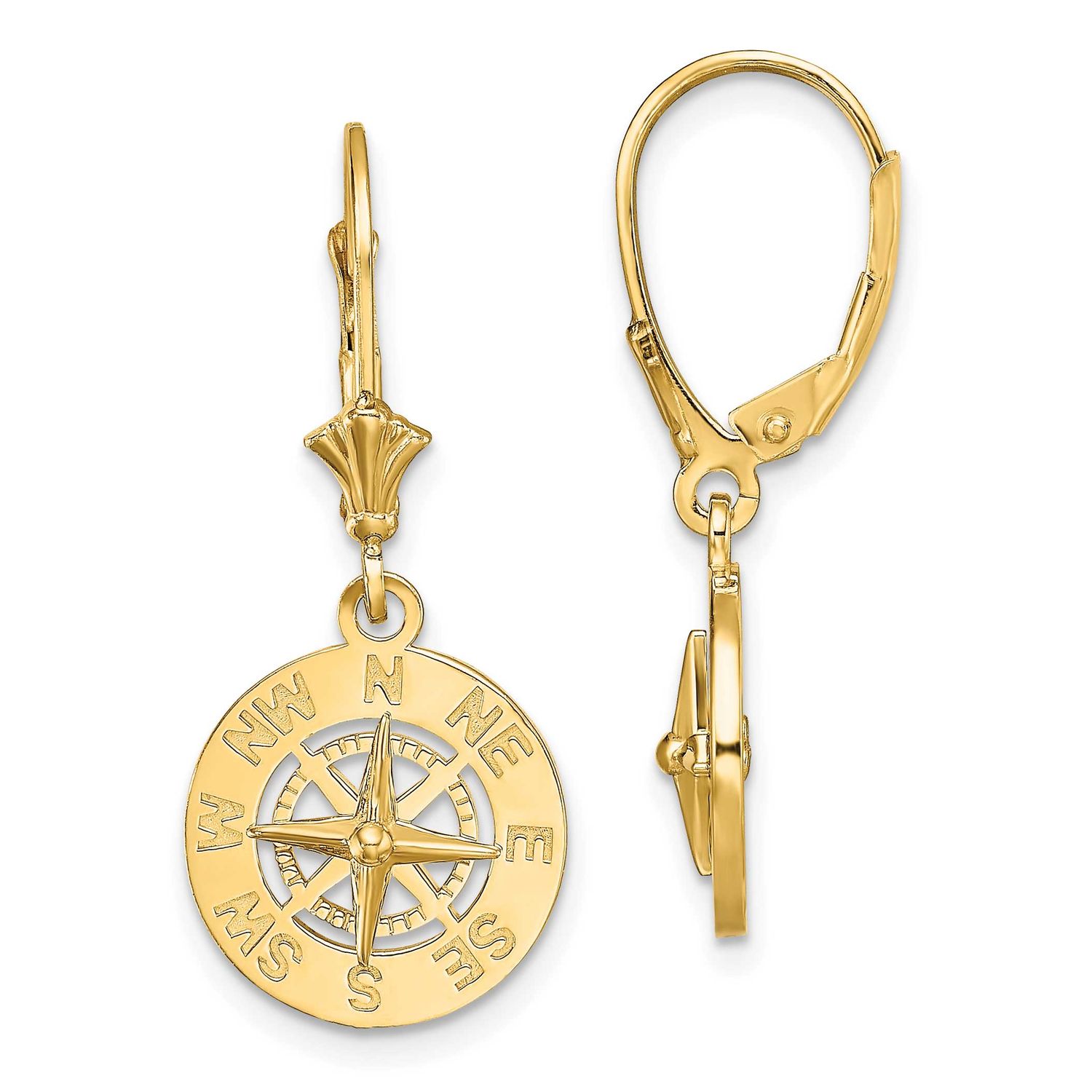 Mini Nautical Compass Leverback Earrings 14k Gold, MPN: TF1846, UPC: 637218185429