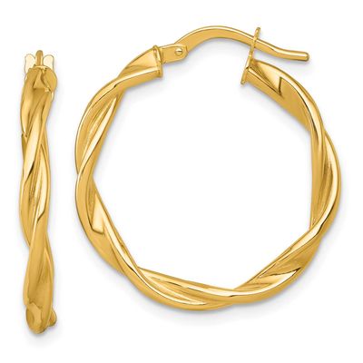 Twist Hoop Earrings 14k Gold Polished, MPN: TF2430, UPC: