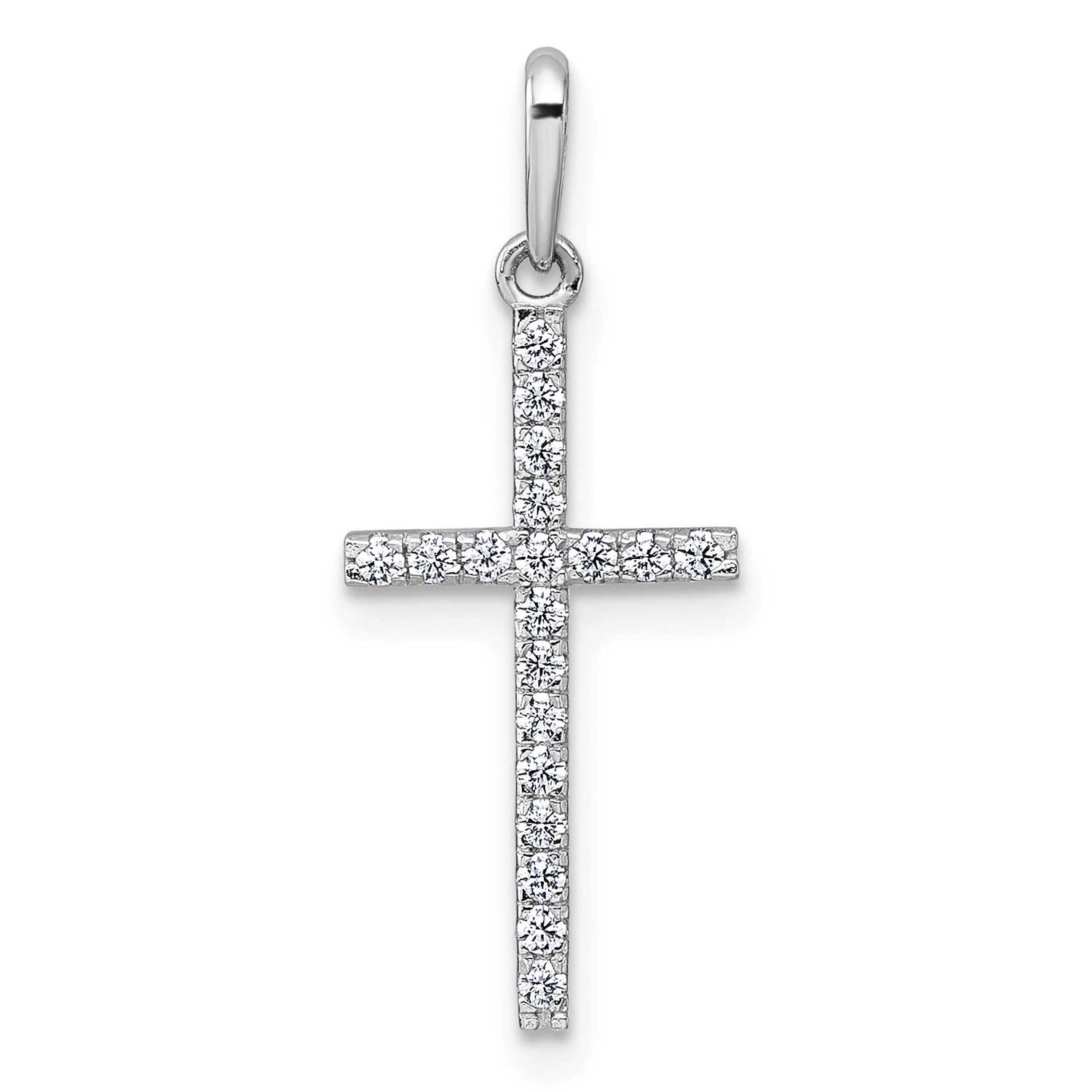 Polished CZ Cross Pendant 14k White Gold, MPN: XR2168, UPC: