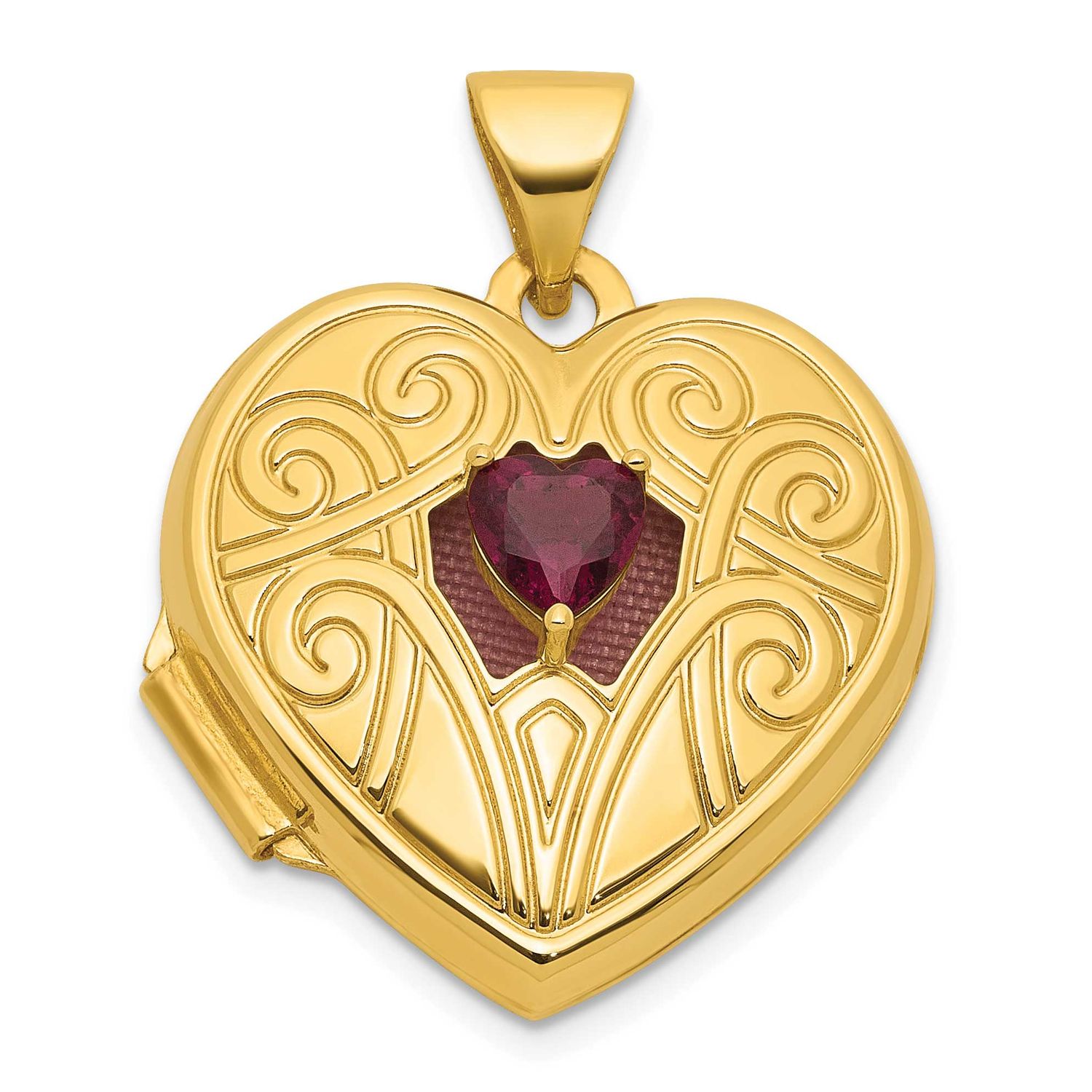 Rhodolite Garnet June Birthstone 18mm Heart Locket 14k Gold Polished, MPN: XL881JUN, UPC: