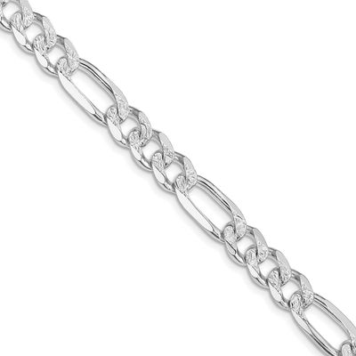 8mm Pavc Flat Figaro Chain 18 Inch Sterling Silver Rhodium-Plated, MPN: QFF220R-18, UPC: