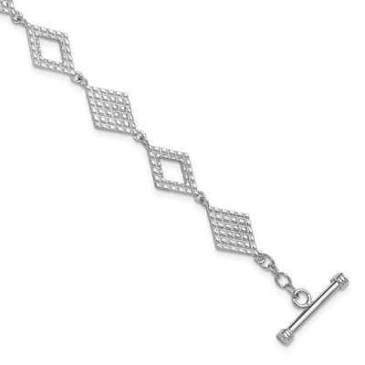 Diamond Shape Textured 7.5 Inch Toggle Bracelet Sterling Silver Rhodium-Plated, MPN: QG6817-7.5, UP…
