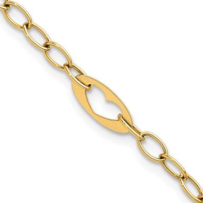 Heart Link 7.25 Inch Bracelet 14k Gold Polished, MPN: SF3096-7.25, UPC: