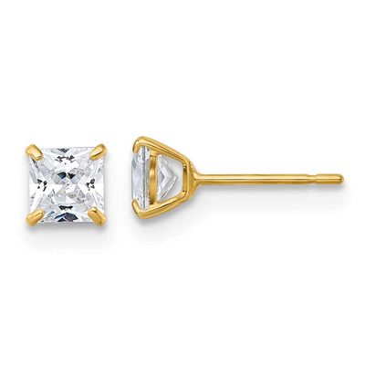 4mm CZ Square Post Earrings 10k Gold Polished, MPN: 10ER395, UPC:
