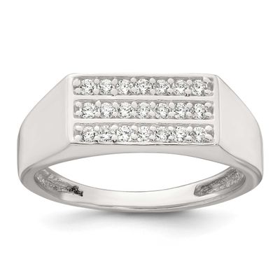 CZ Rectangular Men&#39;s Signet Ring Sterling Silver Polished, MPN: QR7776, UPC: