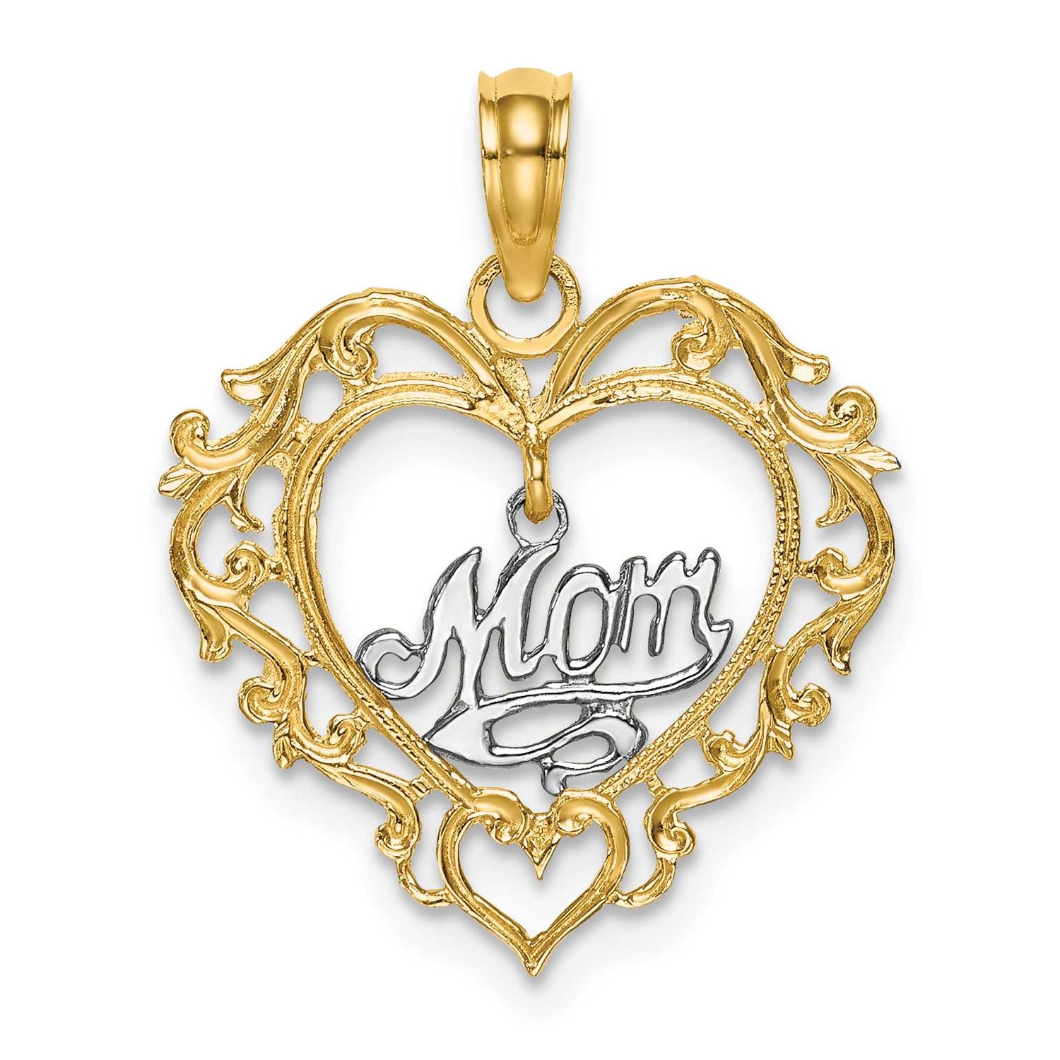 Mom Inside Heart Charm 14k Two Tone Gold, MPN: K9201, UPC: 637218081875