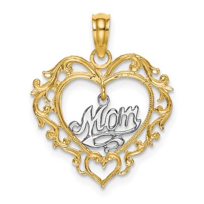 Mom Inside Heart Charm 14k Two Tone Gold, MPN: K9201, UPC: 637218081875