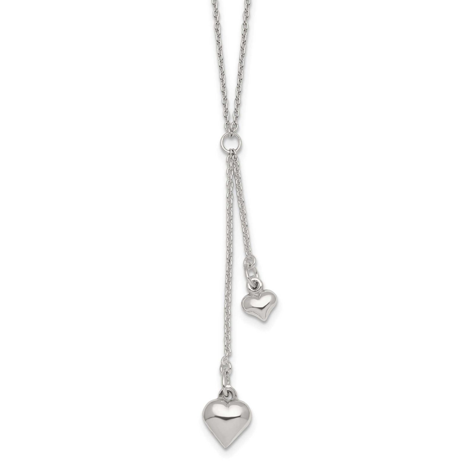 Two Heart Lariat Necklace Sterling Silver Polished, MPN: QG7040-16, UPC: