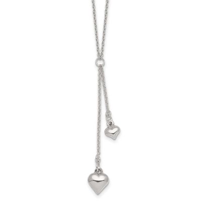 Two Heart Lariat Necklace Sterling Silver Polished, MPN: QG7040-16, UPC: