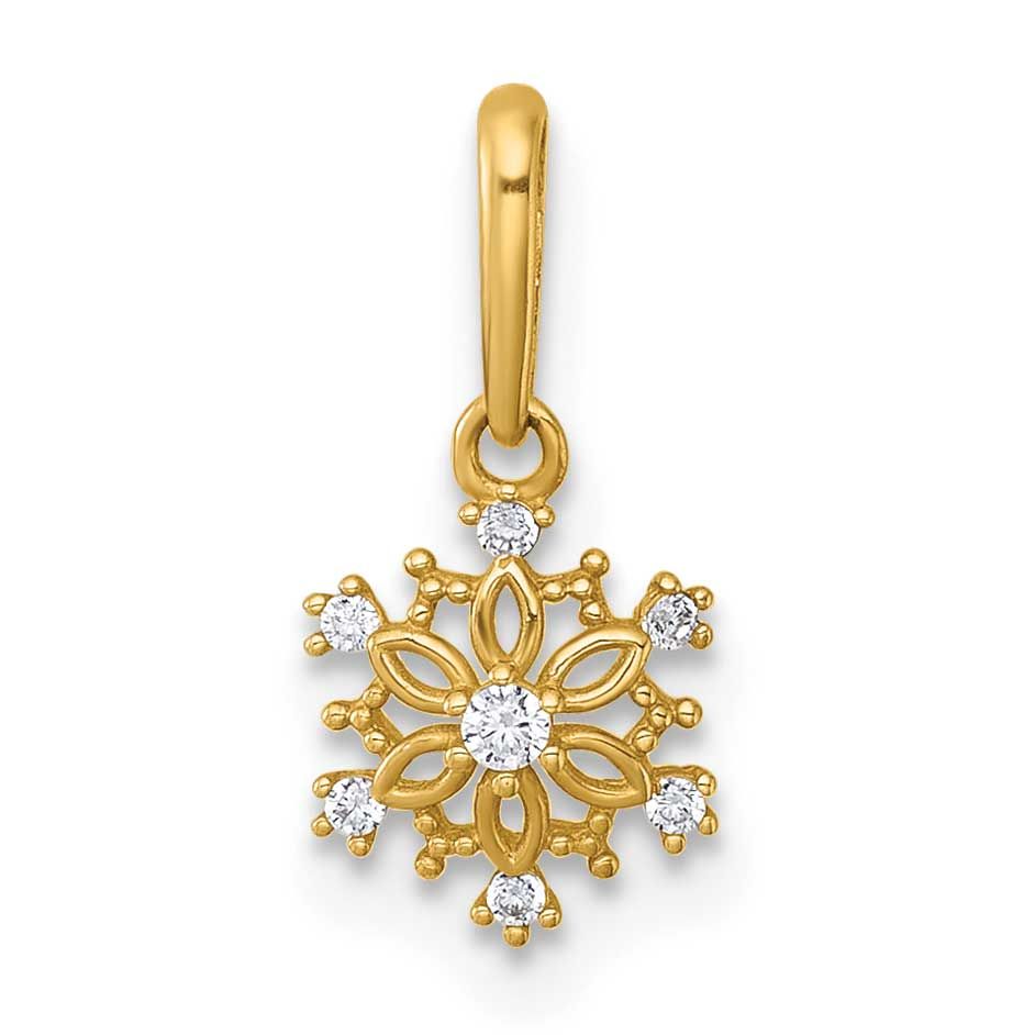 Madi K Polished CZ Snowflake Pendant 14k Gold, MPN: GK1203, UPC: