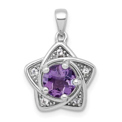 Polished Peridot and White Topaz Star Pendant Sterling Silver Rhodium-Plated, MPN: QP6001AM, UPC: