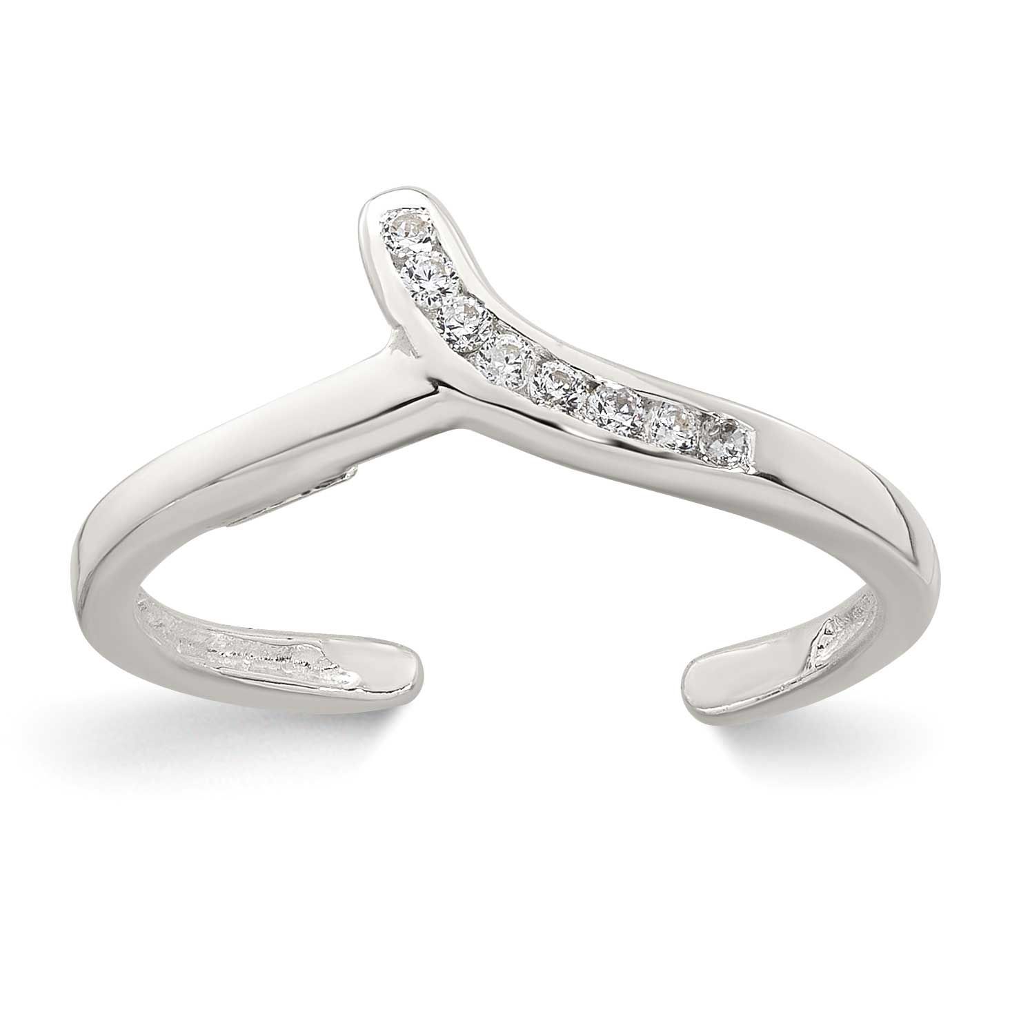 CZ Toe Ring Sterling Silver Polished, MPN: QR7670, UPC: