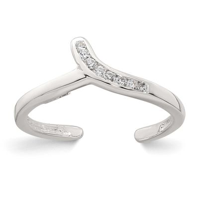 CZ Toe Ring Sterling Silver Polished, MPN: QR7670, UPC: