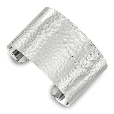 40mm Flat Hammered Cuff Bangle Sterling Silver, MPN: QB1566, UPC: