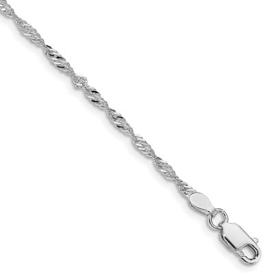 2mm Singapore Chain 22 Inch Sterling Silver Rhodium-Plated, MPN: QFC99R-22, UPC: