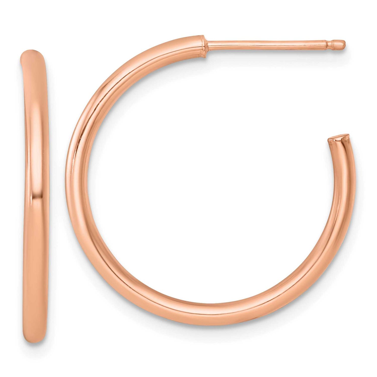 2.0 x 25mm Polished Post Hoop Earrings 14k Rose Gold, MPN: TF2504R, UPC: