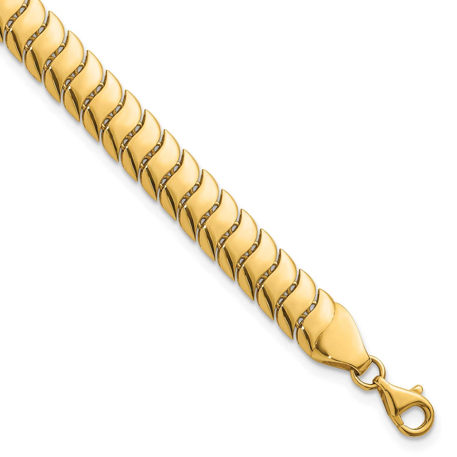 Fancy Heringbone Link 7.5 Inch Bracelet 10k Gold Polished, MPN: 10FB2045-7.5, UPC: