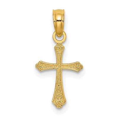 Textured Mini Cross Charm 10k Gold, MPN: 10K8510, UPC: 196904226889