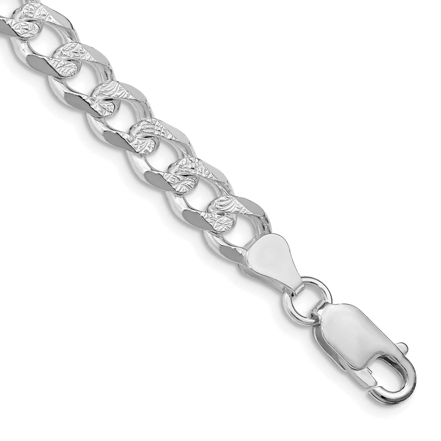 7.5mm Pavc Curb Chain 7 Inch Sterling Silver Rhodium-Plated, MPN: QCF200R-7, UPC: