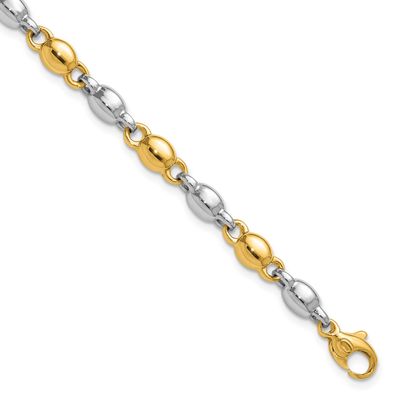 Round Fancy Link Bracelet 14K Two Tone Gold Polished, MPN: SF3264-7.25, UPC: