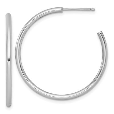 2.0 x 35mm Polished Post Hoop Earrings 14k White Gold, MPN: TF2506W, UPC: