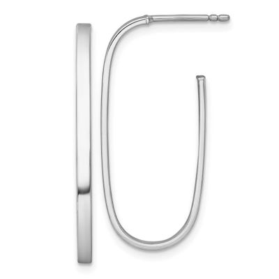 Rhodium-Plated Polished Long 2mm Post Hoop Earrings 14k White Gold, MPN: TF2545W, UPC:
