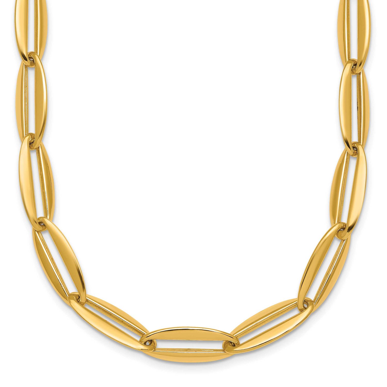 Long Oval Link 7mm Necklace 14k Gold Polished, MPN: SF3251-18, UPC: