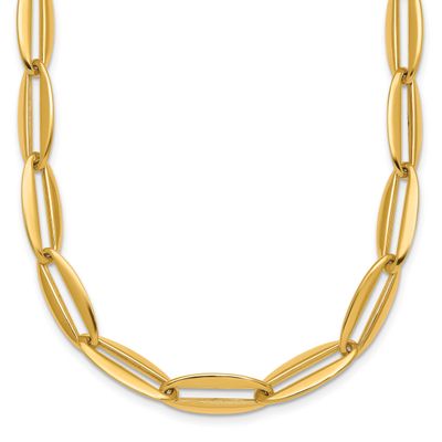 Long Oval Link 7mm Necklace 14k Gold Polished, MPN: SF3251-18, UPC: